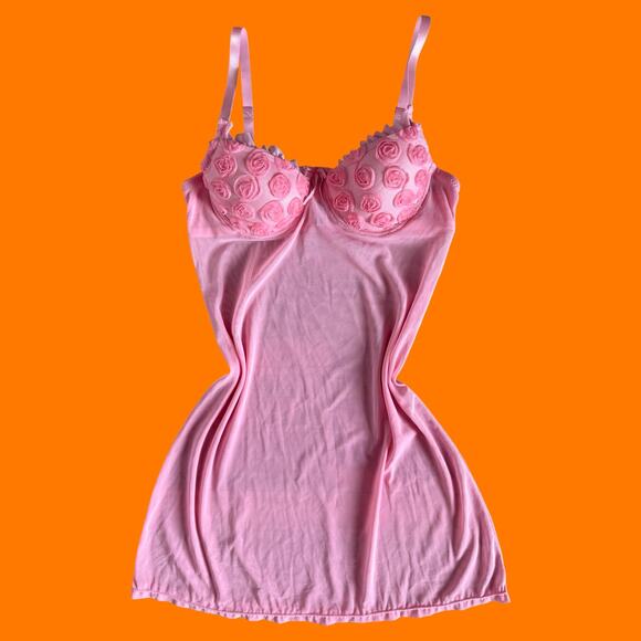 Rampage Other - 00's vintage baby pink mesh rosette coquette fairy y2k slip dress M rampage